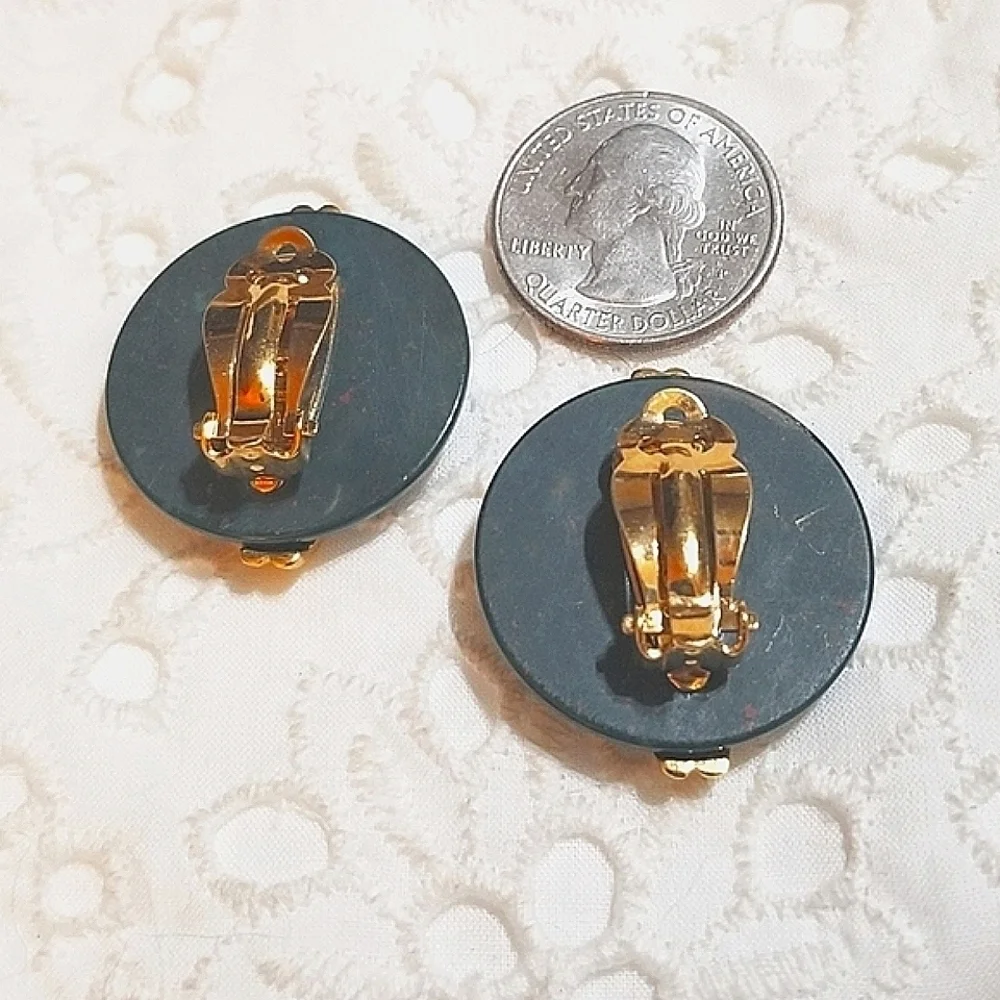 Rare 𝅺KAI YIN LO Vintage Bloodstone Sterling Earrings